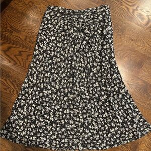 Club Monaco Black and White Floral A-Line Skirt